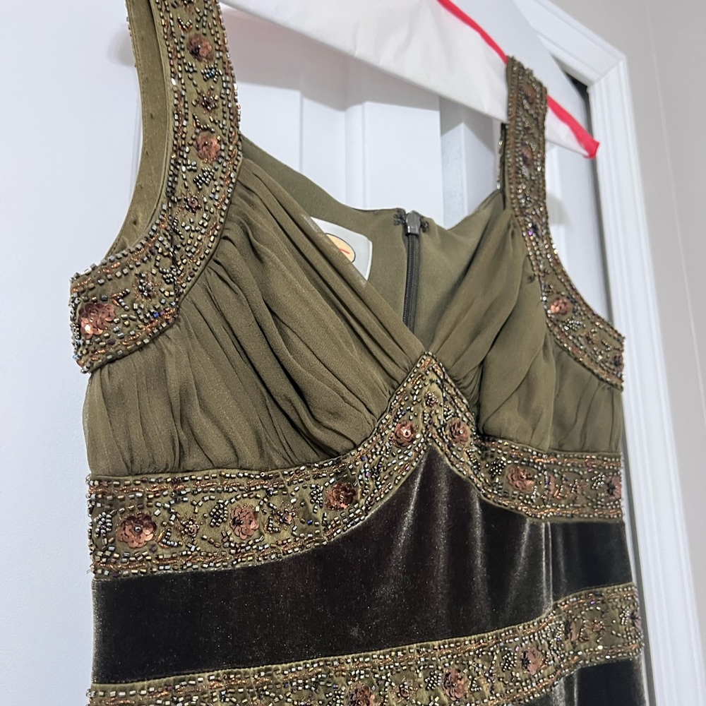 Talbots Olive Green Embellished Dress